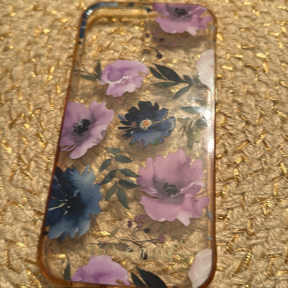 Used iPhone 12 phone cover by Carson & Quinn purple flowers